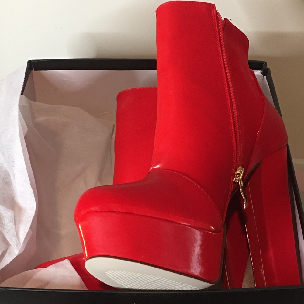 Red Liquid Velvet Boots SOLD